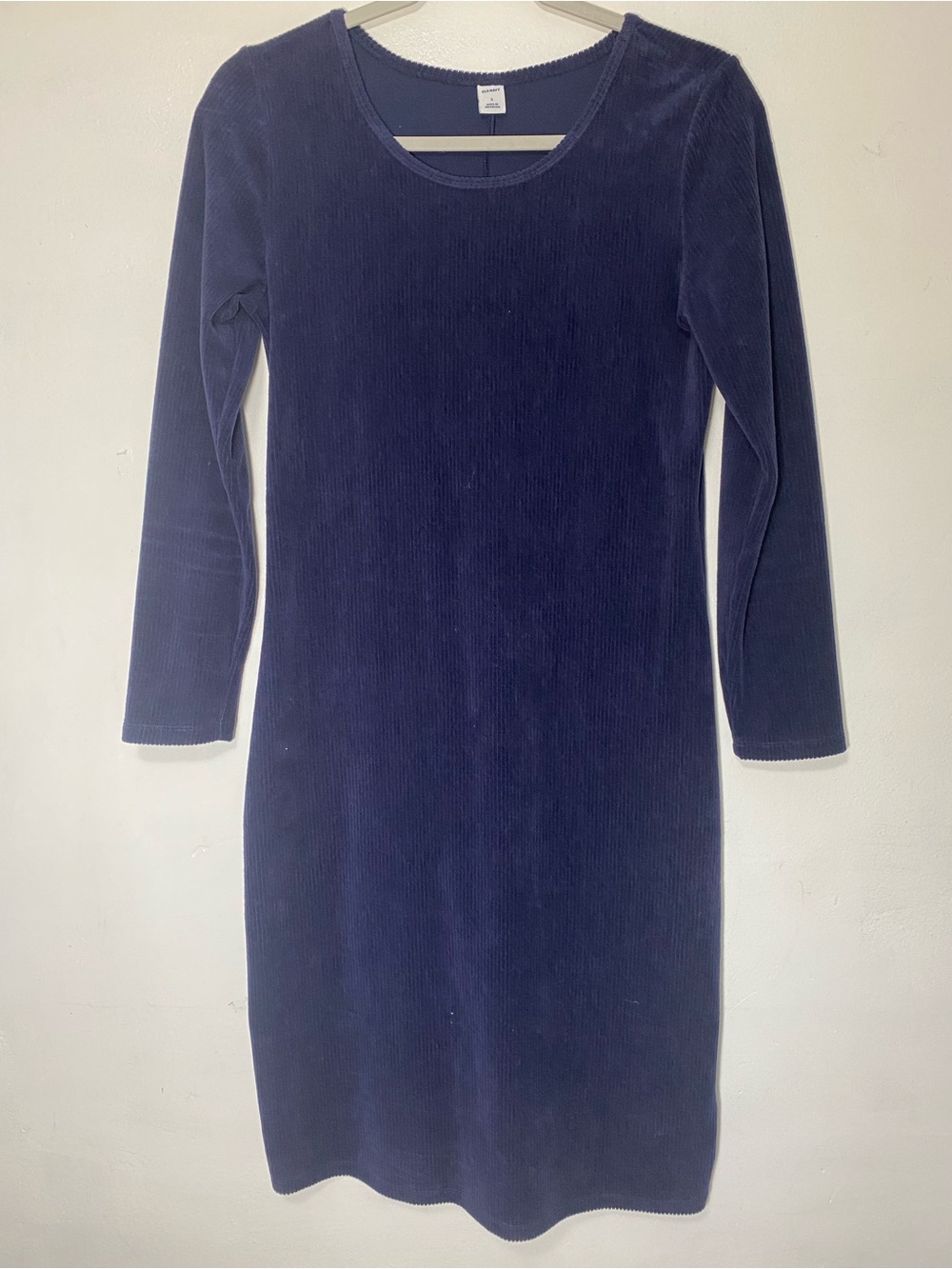 Old Navy Navy Ribbed Long-Sleeve Knit Dress